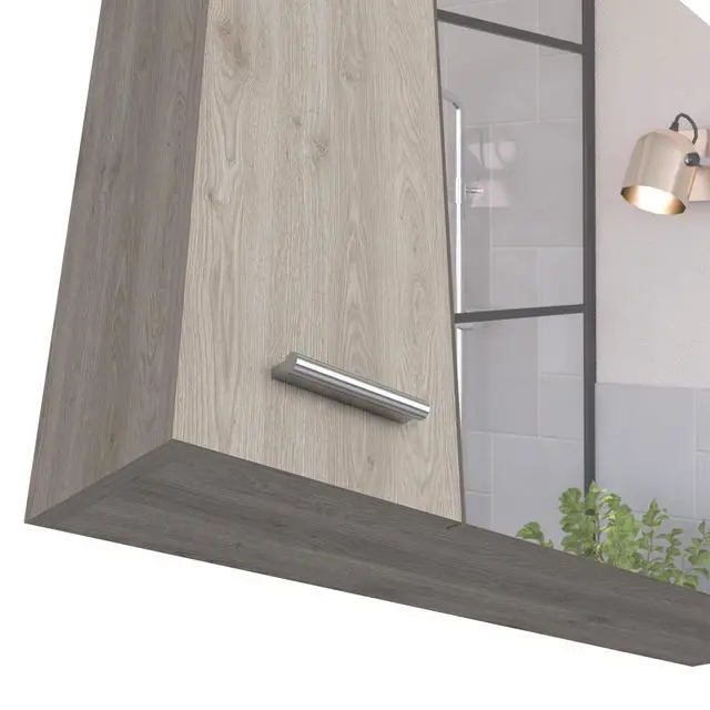 Alt view image 3 of 7 - Medicine Cabinet Prague, Four Internal Shelves, Single Door, Light Gray Finish