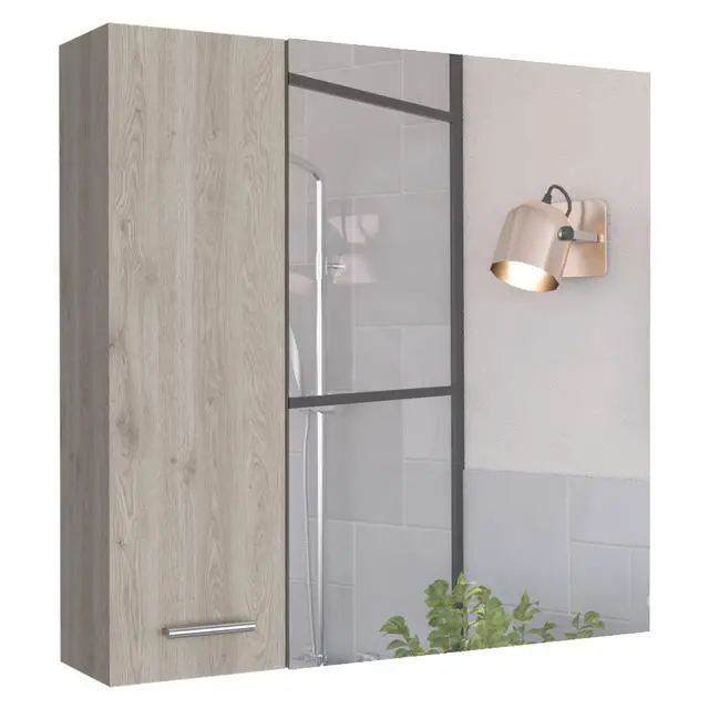 Alt view image 6 of 7 - Medicine Cabinet Prague, Four Internal Shelves, Single Door, Light Gray Finish