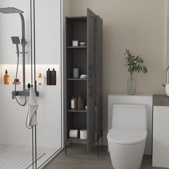 Alt view image 7 of 7 - Linen Cabinet Hopewell, Bathroom, Matt Gray