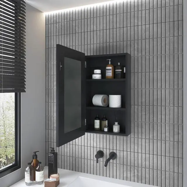Alt view image 6 of 7 - Medicine Cabinet Sanford, Bathroom, Black