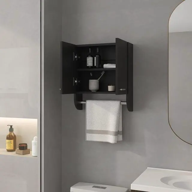 Alt view image 3 of 7 - Medicine Cabinet Riley, Bathroom, Black