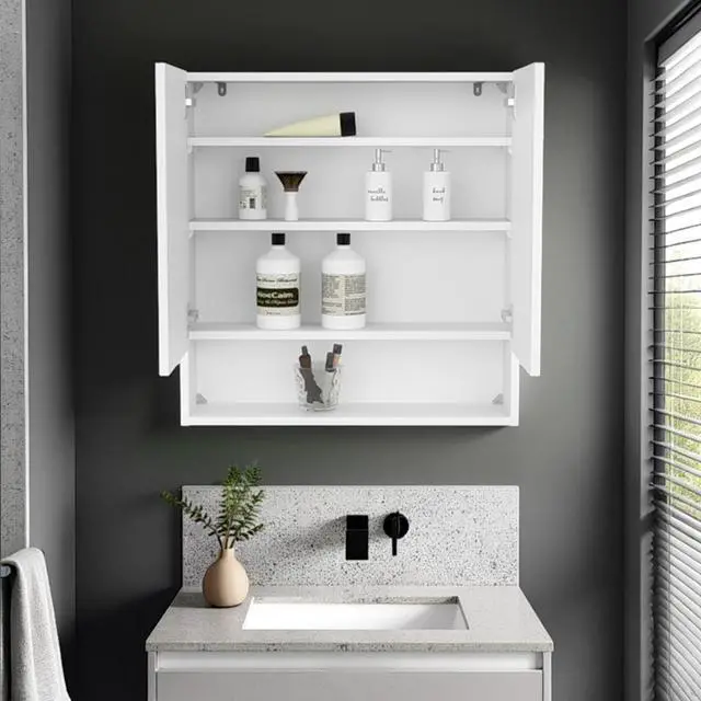Alt view image 6 of 7 - Hickory Double Door Medicine Cabinet, Ideal for Bathroom Storage