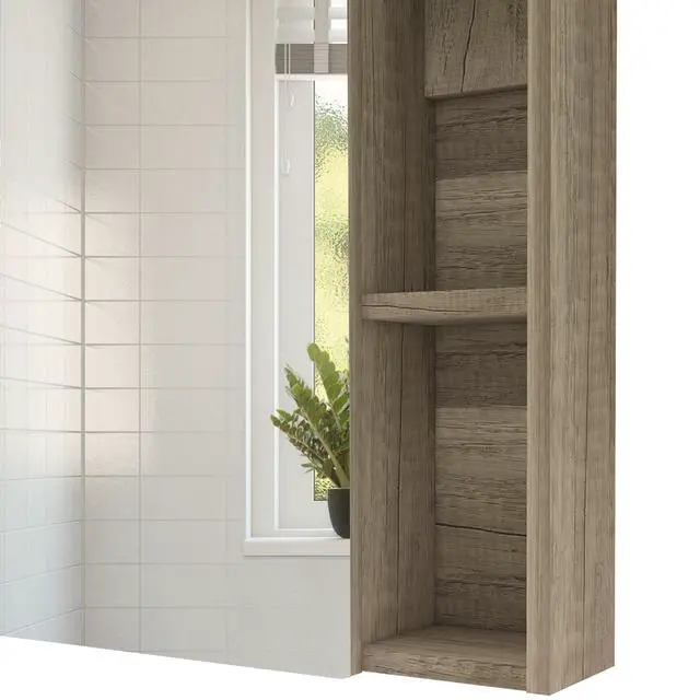 Alt view image 5 of 7 - Medicine Cabinet Mirror Clifton, Five Internal Shelves, Pine Finish