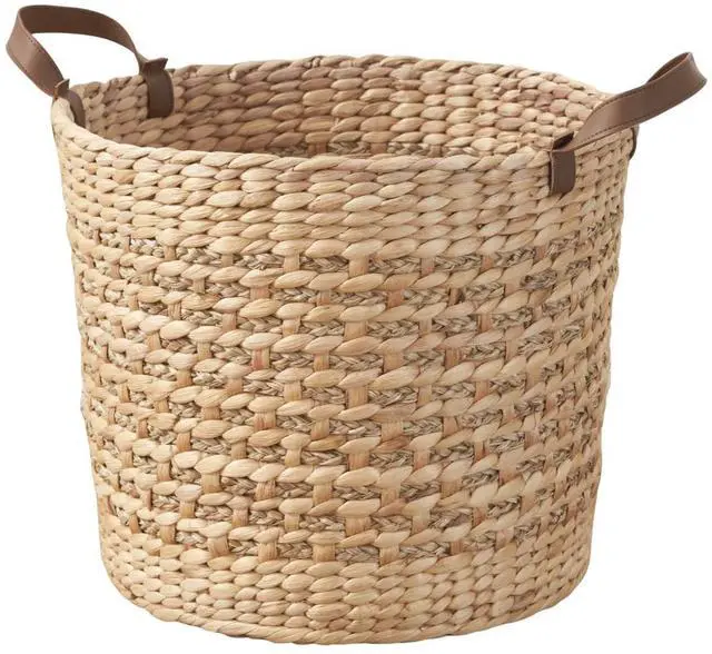 Main image of Water Hyacinth Woven Round Multi Use 16" Storage Basket - Natural Brown
