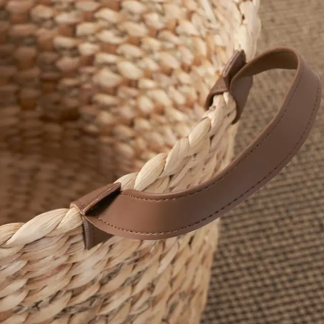 Alt view image 2 of 6 - Water Hyacinth Woven Round Multi Use 16" Storage Basket - Natural Brown