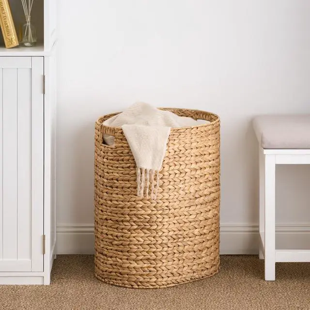 Alt view image 4 of 7 - Judas Water Hyacinth Woven Full Oval Brown Laundry Hamper
