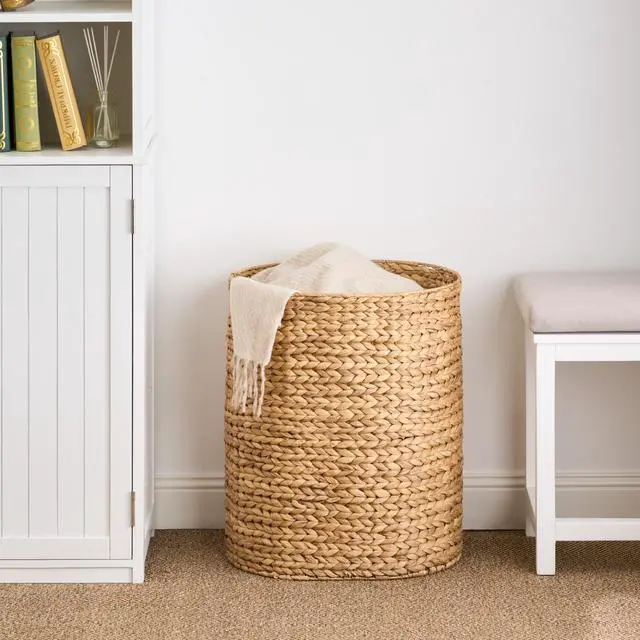 Alt view image 5 of 7 - Judas Water Hyacinth Woven Full Oval Brown Laundry Hamper