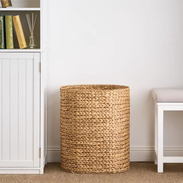 Alt view image 7 of 7 - Judas Water Hyacinth Woven Full Oval Brown Laundry Hamper