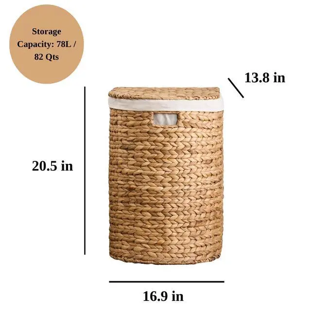 Alt view image 7 of 7 - Judas Water Hyacinth Woven Full Oval Brown Laundry Hamper
