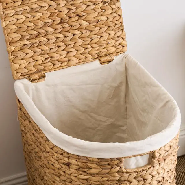 Alt view image 3 of 7 - Judas Water Hyacinth Woven Full Oval Brown Laundry Hamper