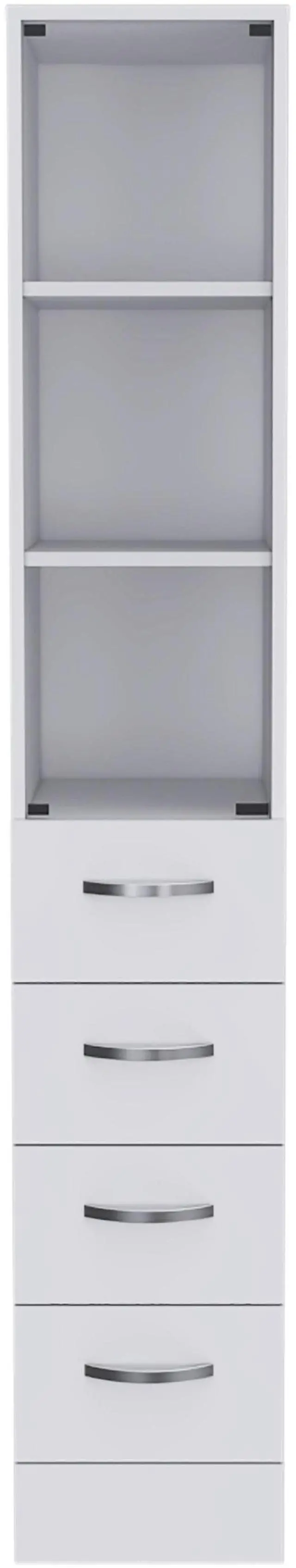Main image of Linen Cabinet 68" H, Three Shelves, Four Drawers and Metal handles, White