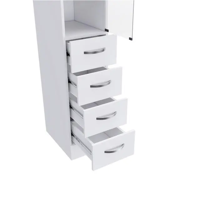 Alt view image 5 of 6 - Linen Cabinet 68" H, Three Shelves, Four Drawers and Metal handles, White