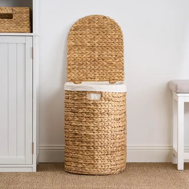 Alt view image 5 of 7 - Judas Water Hyacinth Woven Full Oval Brown Laundry Hamper