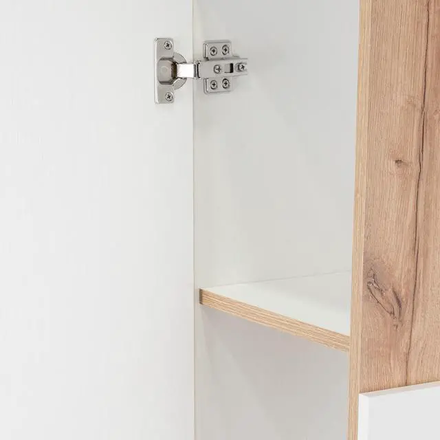 Alt view image 5 of 6 - Medicine 38"H Single Door Cabinet, Three Shelves, Light Oak / White