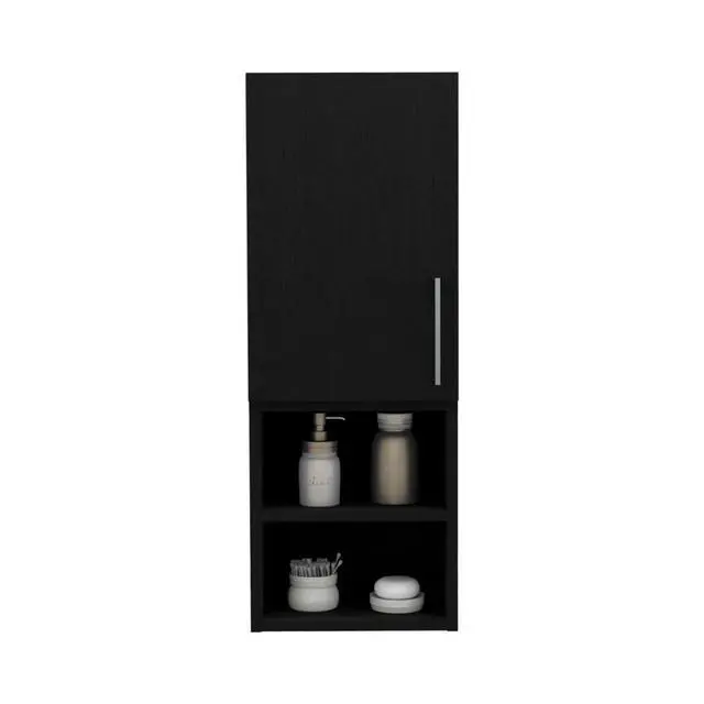 Alt view image 5 of 6 - Medicine Single Door Cabinet 31"H, Two External Shelves, Two Interior Shelves, Black