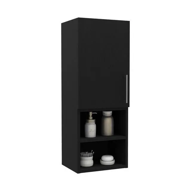 Alt view image 3 of 6 - Medicine Single Door Cabinet 31"H, Two External Shelves, Two Interior Shelves, Black