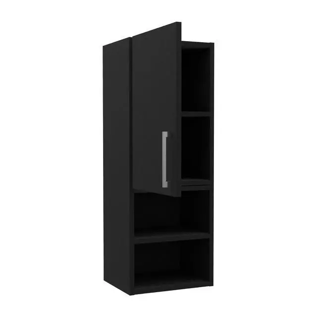 Alt view image 4 of 6 - Medicine Single Door Cabinet 31"H, Two External Shelves, Two Interior Shelves, Black