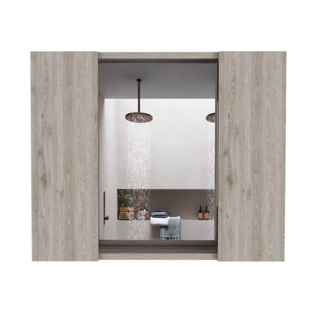 Alt view image 3 of 7 - Medicine Double Door Cabinet 19" H, One External Shelf, Light Gray