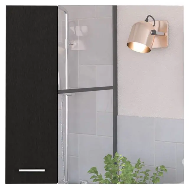Alt view image 3 of 6 - Medicine Double Door Cabinet 23" H,Four Interior Shelves, Black