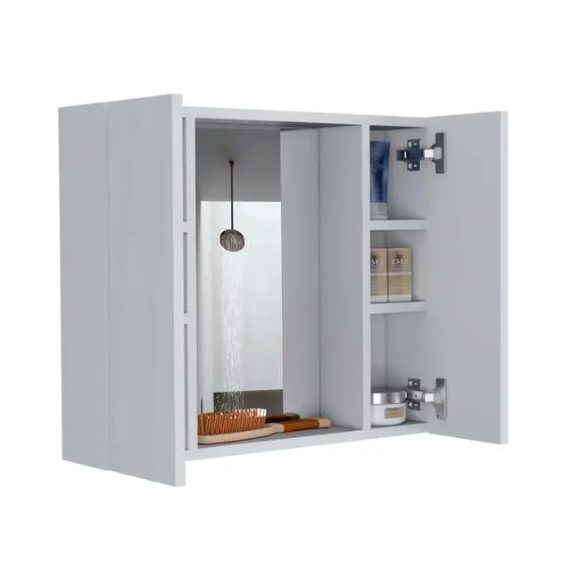 Alt view image 7 of 7 - Medicine Double Door Cabinet 19" H, One External Shelf, White