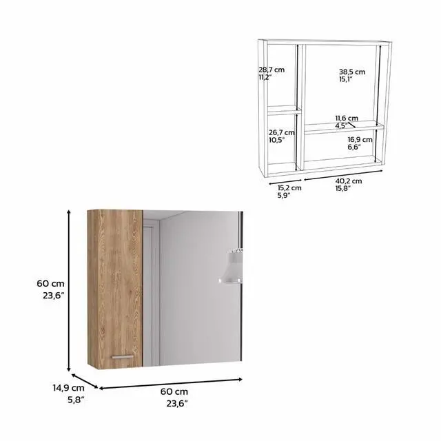 Alt view image 2 of 5 - Medicine 23H" Double Door Cabinet,Four Interior Shelves, Pine