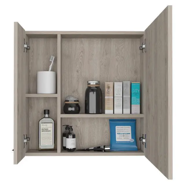 Alt view image 6 of 7 - Medicine Double Door Cabinet 23" H,Four Interior Shelves, Light Gray