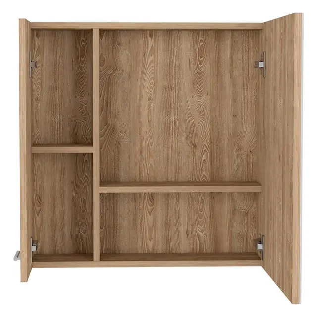 Alt view image 3 of 5 - Medicine 23H" Double Door Cabinet,Four Interior Shelves, Pine