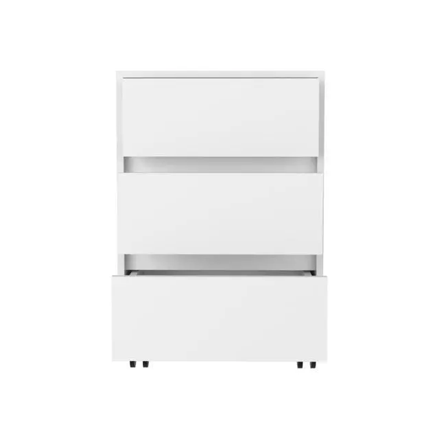 Alt view image 3 of 5 - Filing Cabinet, Four Casters, Three Drawers, Top Surface, White