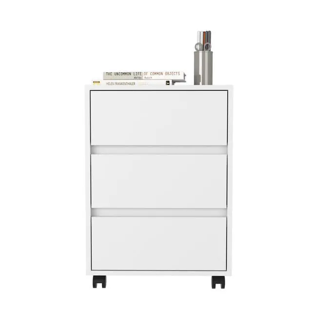 Alt view image 5 of 5 - Filing Cabinet, Four Casters, Three Drawers, Top Surface, White