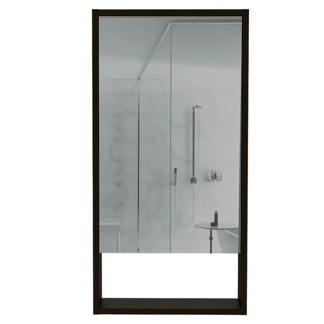 Alt view image 3 of 7 - Medicine Single Door Cabinet 35" H, Two Interior Shelves, One External Shelf, Black