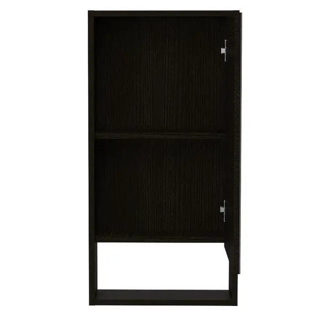 Alt view image 7 of 7 - Medicine Single Door Cabinet 35" H, Two Interior Shelves, One External Shelf, Black