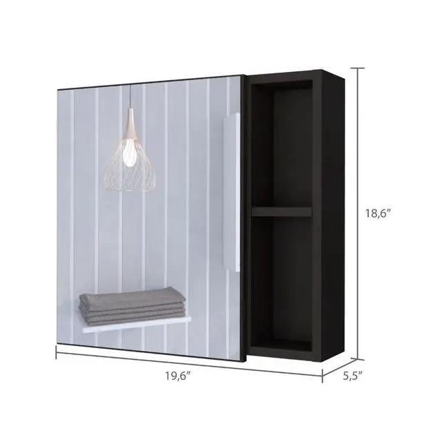 Alt view image 4 of 7 - Medicine 18H" Single Door Cabinet, Two External Shelves, Three Interior Shelves , Black