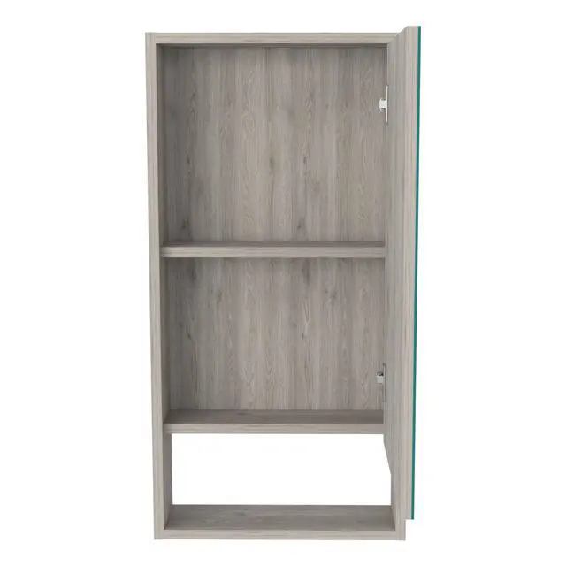 Alt view image 6 of 6 - Medicine Single Door Cabinet 35" H, Two Interior Shelves, One External Shelf, Light Gray