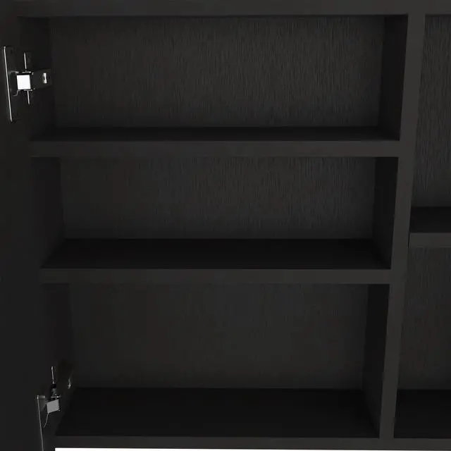 Alt view image 6 of 7 - Medicine 18H" Single Door Cabinet, Two External Shelves, Three Interior Shelves , Black