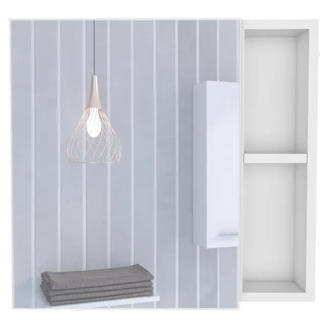 Alt view image 3 of 5 - Medicine 18H" Single Door Cabinet, Two External Shelves, Three Interior Shelves , White