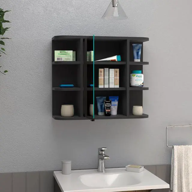 Alt view image 5 of 7 - Medicine Cabinet 19" H, Six External Shelves, Three Interior Shelves, Black