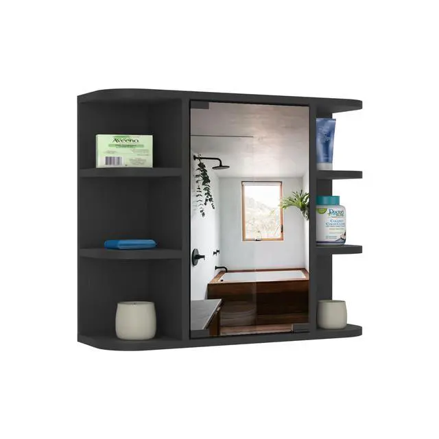 Alt view image 4 of 7 - Medicine Cabinet 19" H, Six External Shelves, Three Interior Shelves, Black
