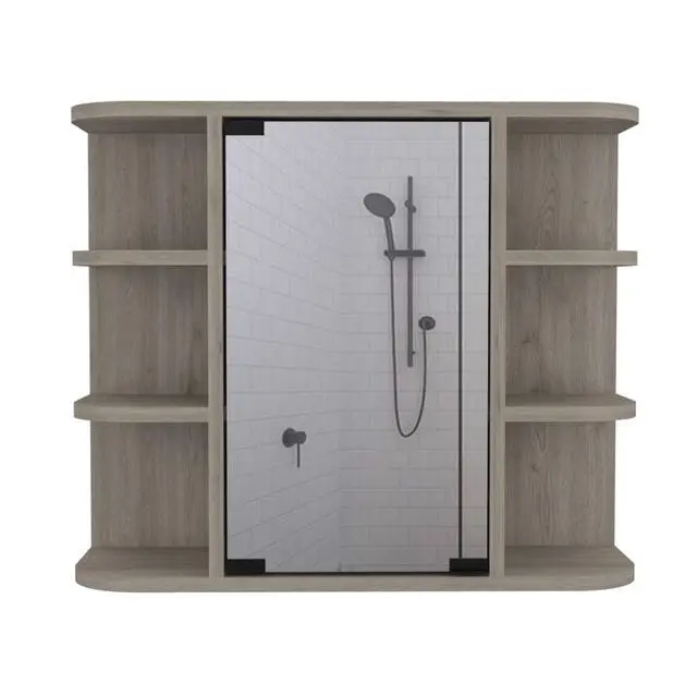 Alt view image 3 of 7 - Medicine Cabinet 19" H, Six External Shelves, Three Interior Shelves, Light Gray