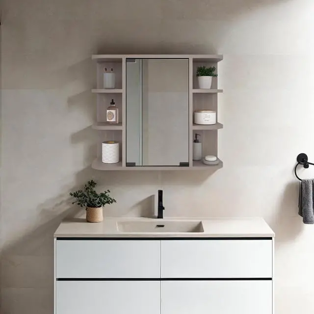 Main image of Medicine Cabinet 19" H, Six External Shelves, Three Interior Shelves, Light Gray