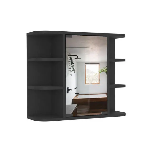 Alt view image 6 of 7 - Medicine Cabinet 19" H, Six External Shelves, Three Interior Shelves, Black