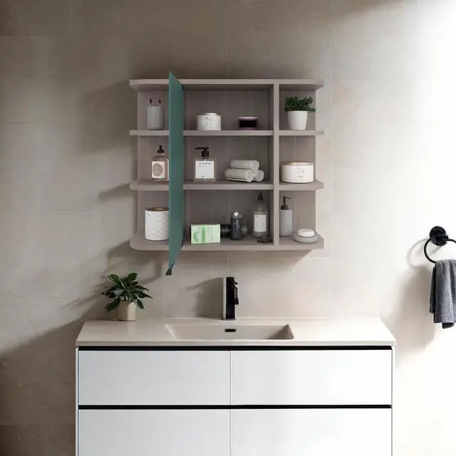 Alt view image 2 of 7 - Medicine Cabinet 19" H, Six External Shelves, Three Interior Shelves, Light Gray