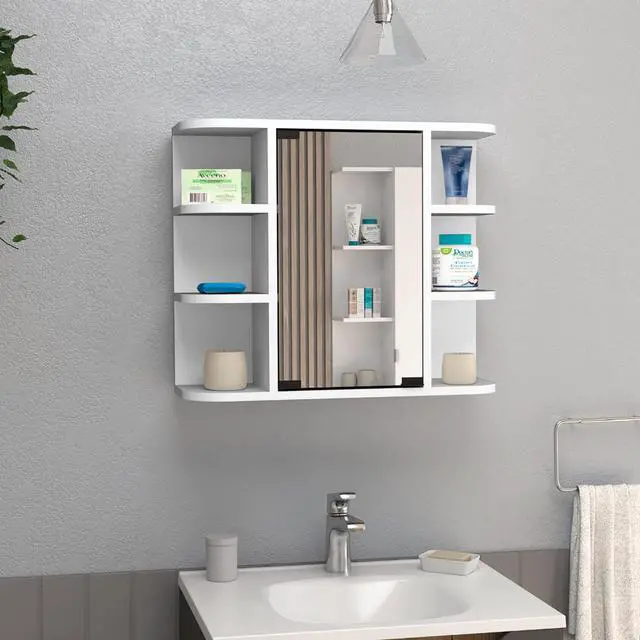 Main image of Medicine Cabinet 19" H, Six External Shelves, Three Interior Shelves, White