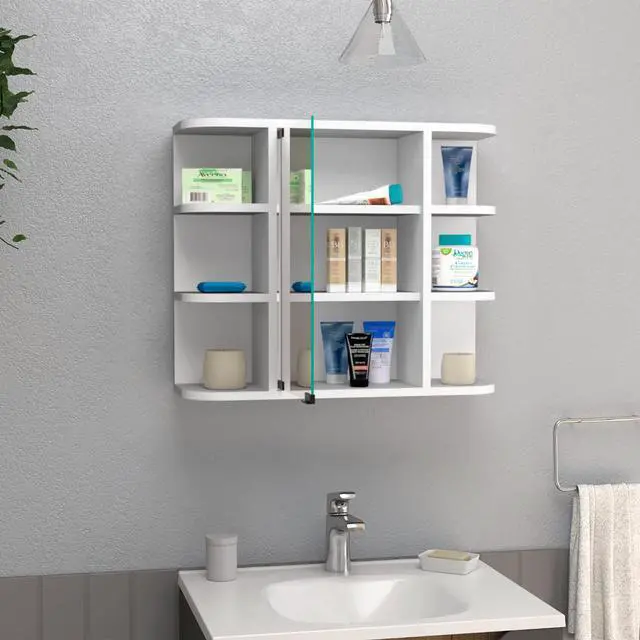 Alt view image 4 of 5 - Medicine Cabinet 19" H, Six External Shelves, Three Interior Shelves, White