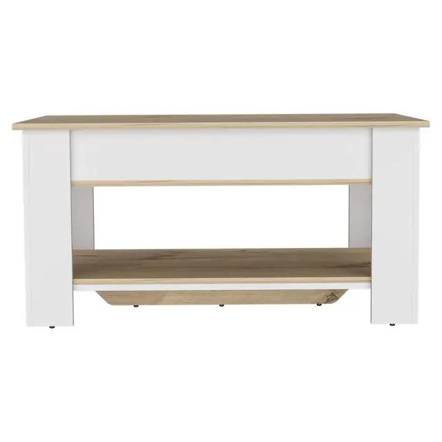 Alt view image 4 of 7 - Storage Table, Four Legs, Lower Shelf, Light Oak / White