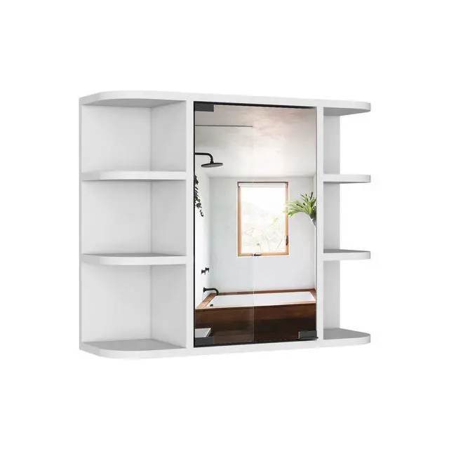 Alt view image 5 of 5 - Medicine Cabinet 19" H, Six External Shelves, Three Interior Shelves, White