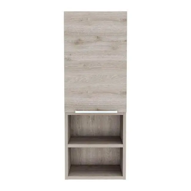Alt view image 2 of 7 - Medicine Single Door Cabinet 32" H, Two Interior Shelves, Two External Shelves, Light Gray