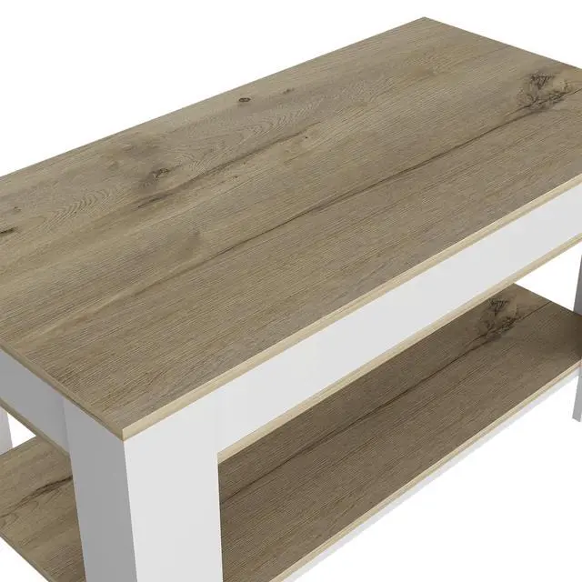 Alt view image 7 of 7 - Storage Table, Four Legs, Lower Shelf, Light Oak / White
