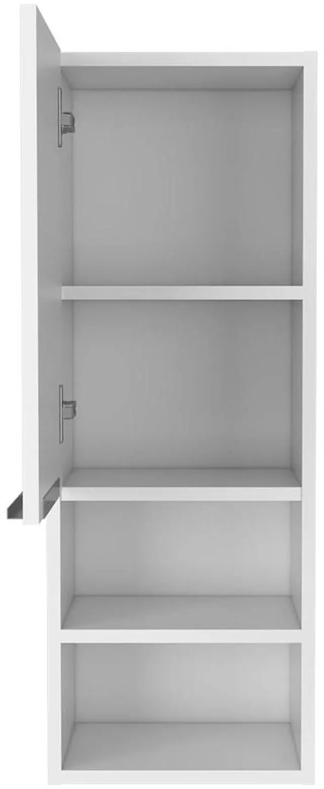 Alt view image 2 of 7 - Medicine Single Door Cabinet 32" H, Two Interior Shelves, Two External Shelves, White