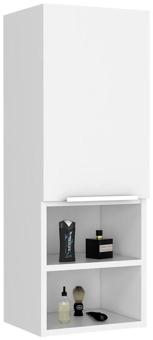 Alt view image 5 of 7 - Medicine Single Door Cabinet 32" H, Two Interior Shelves, Two External Shelves, White