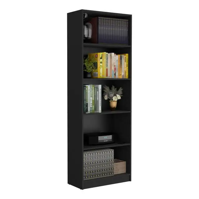 Alt view image 4 of 7 - Vinton 4-Tier Bookcase with Modern Storage for Books and Decor, Black